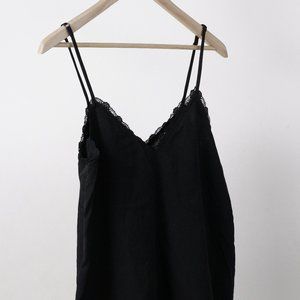 Black camisole with lace trimming